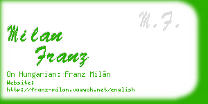 milan franz business card